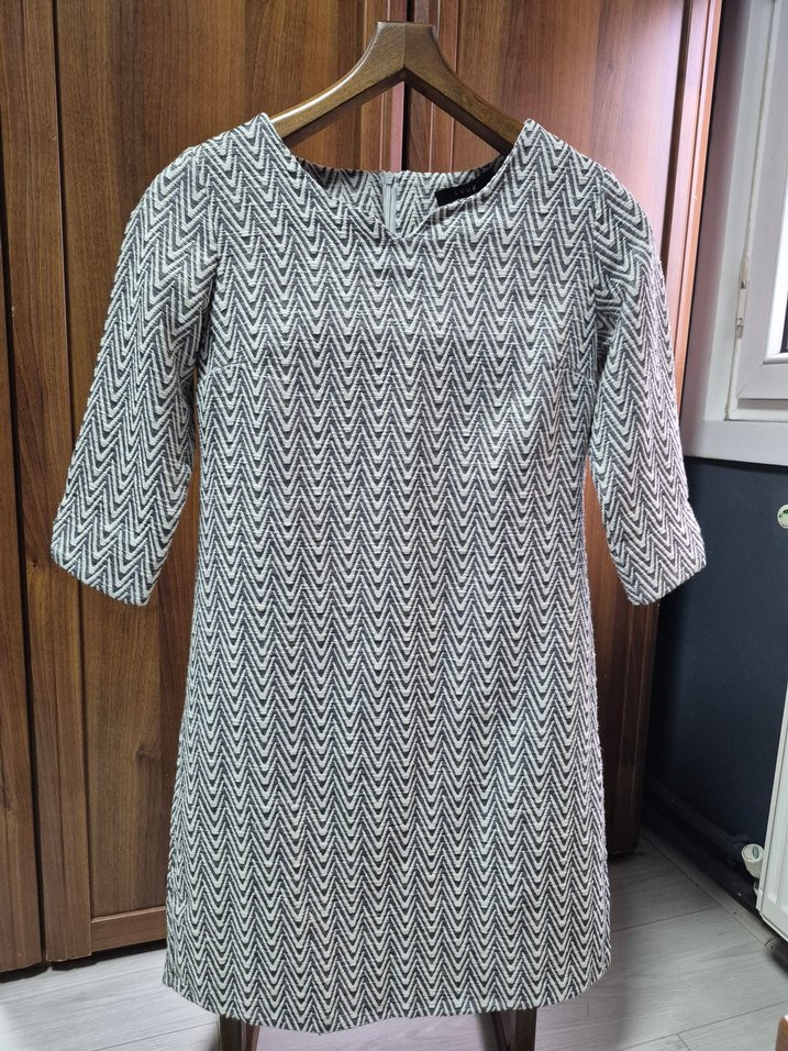 Gri dokulu kumaş Midi Elbise M beden - Görsel 2