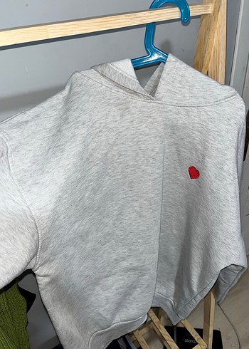 Gri Kadın Düğmeli Sweatshirt