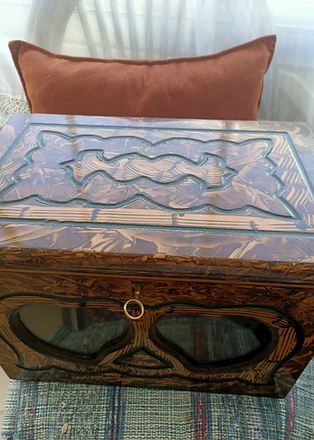 Ahşap sandık camlı kilitli - Görsel 4