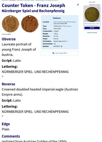Avusturya çeyrek florin 1850ler - Görsel 7