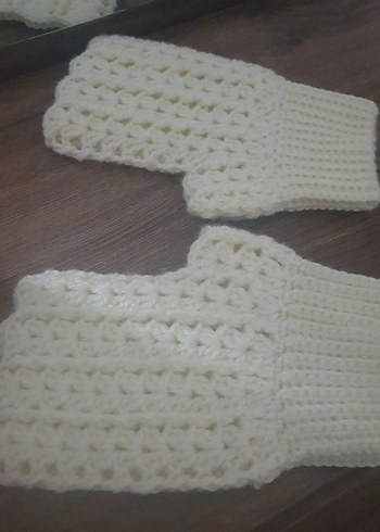 Beyaz Örgü Kadın Eldiven - Görsel 4