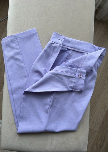 Düğmeli Pastel Mor Kadın Kumaş Pantolon