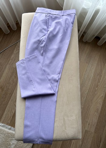 38 Beden Düğmeli Pastel Mor Kadın Kumaş Pantolon