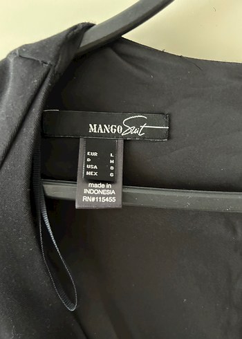 l Beden Mango Kısa Kollu Drapeli Siyah Midi Elbise