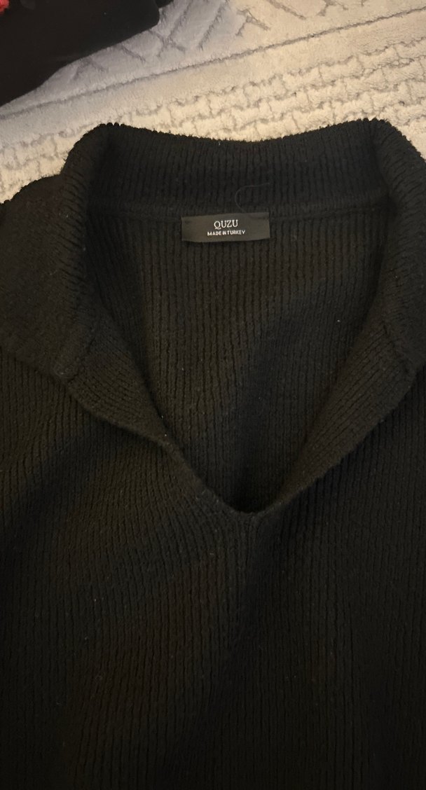 Siyah Fitilli Triko Kazak - Görsel 2