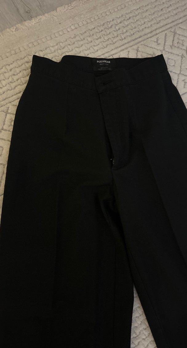 Düz Siyah Kadın Kumaş Pantolon - Görsel 2