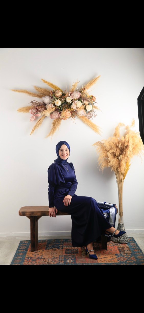 Lacivert Uzun Tesettür Mezuniyet Elbisesi - Görsel 3