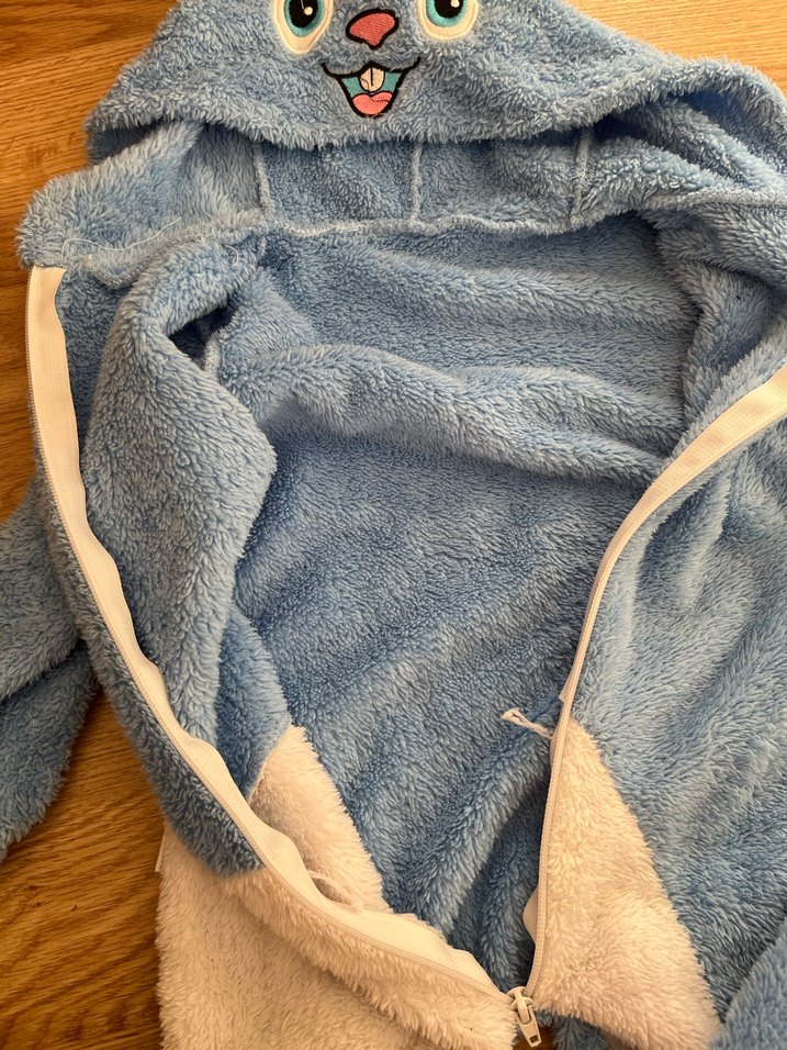 Mavi Peluş Erkek Bebek Tulumu Kulak Detaylı - Görsel 5