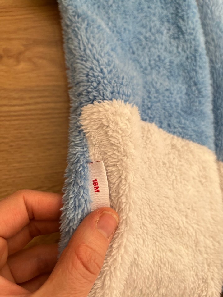 Mavi Peluş Erkek Bebek Tulumu Kulak Detaylı - Görsel 2