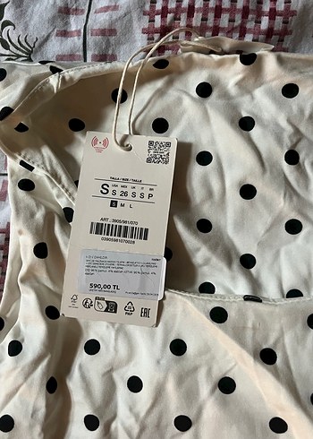 Puantiye desenli beyaz Zara bluz - Görsel 2