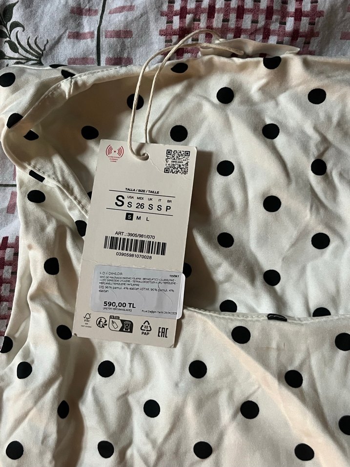 Puantiye desenli beyaz Zara bluz - Görsel 2