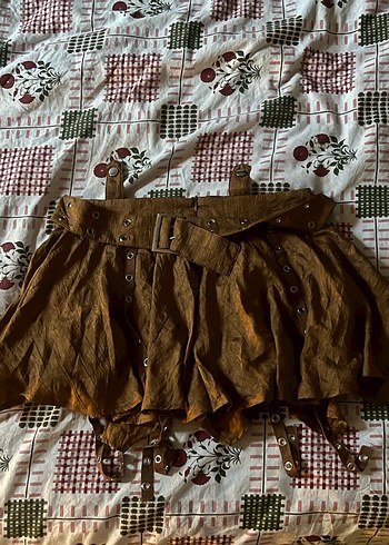 Kahverengi Kemerli Mini Etek - Görsel 2