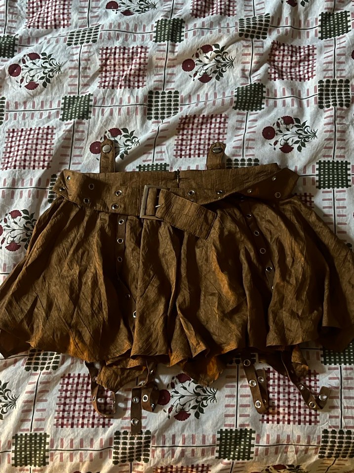 Kahverengi Kemerli Mini Etek - Görsel 2