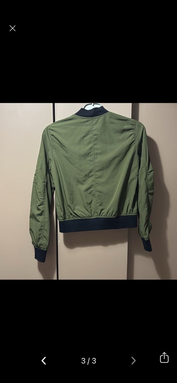 Haki Fermuarlı Street Wear Kadın Ceket - Görsel 3