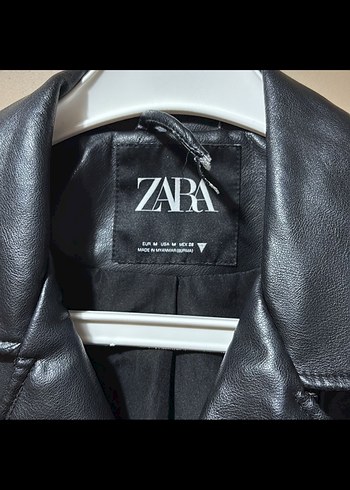 Kadın Siyah Mini Deri Biker Ceket - Görsel 2