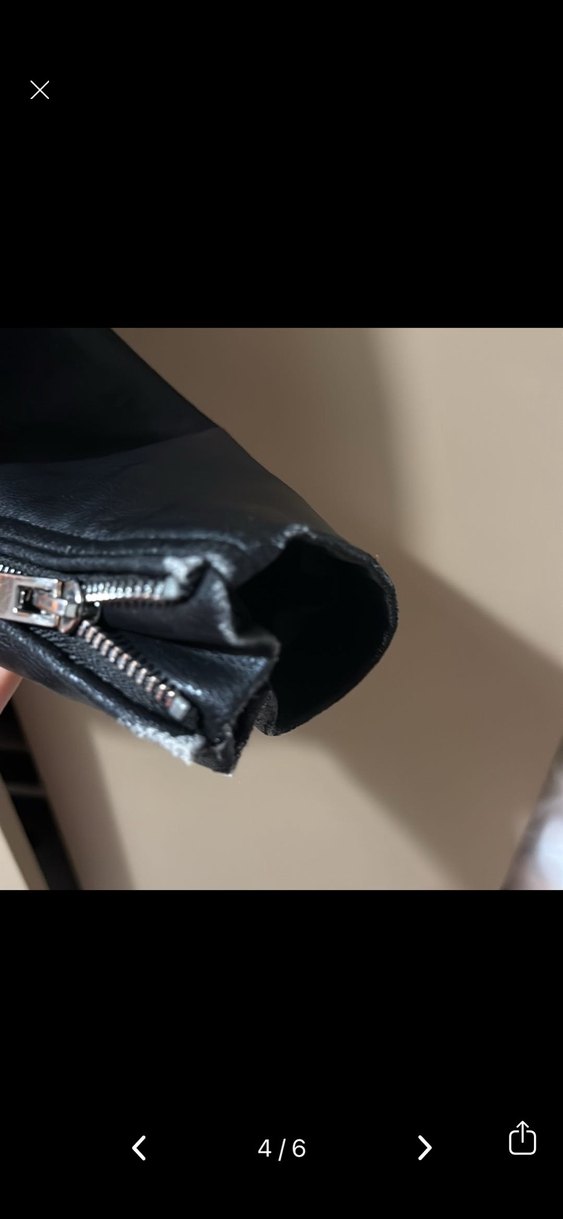 Kadın Siyah Mini Deri Biker Ceket - Görsel 4