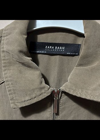 Bej Keten Kadın Ceket, Fermuarlı, Salaş Kesim - Görsel 2