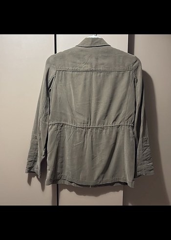 Bej Keten Kadın Ceket, Fermuarlı, Salaş Kesim - Görsel 3