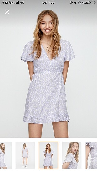 Pull and bear lila günlük elbise