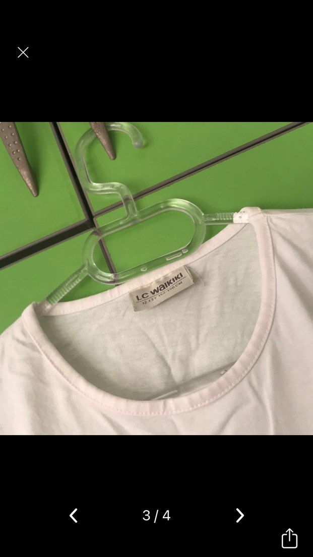 Kız Beyaz Dantelli Baskılı Tişört - Görsel 2