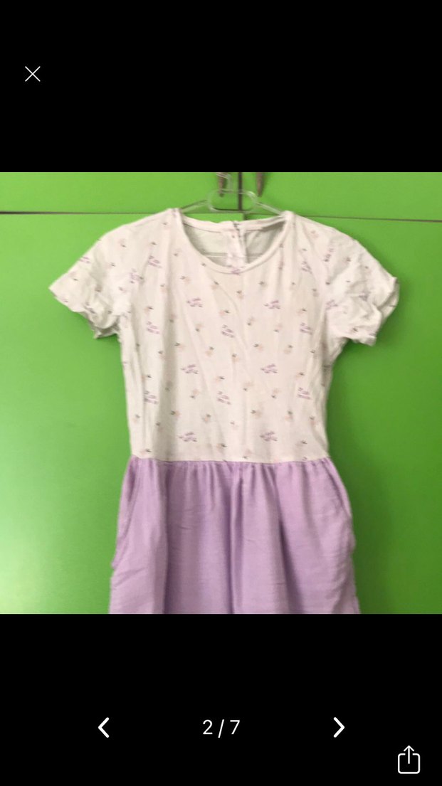 Kız Çocuk Kısa Kollu Pilili Mor Elbise - Görsel 2