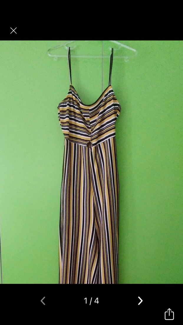 Çizgili Uzun Kadın Tulum - Görsel 2