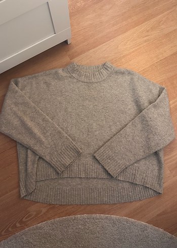 H&M Bej Melanj Bisiklet Yaka Triko Kazak