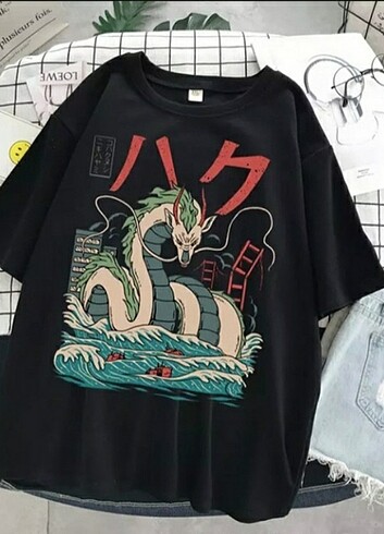 Anime dragon unisex siyah tshirt