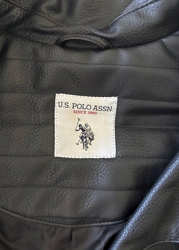 U.S Polo Assn. Siyah Deri Biker Ceket, Fermuarlı, Normal Boy
