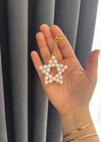 El Yapımı İnci Boncuklu Yıldız Anahtarlık - Görsel 3