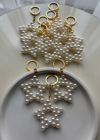 El Yapımı İnci Boncuklu Yıldız Anahtarlık - Görsel 2