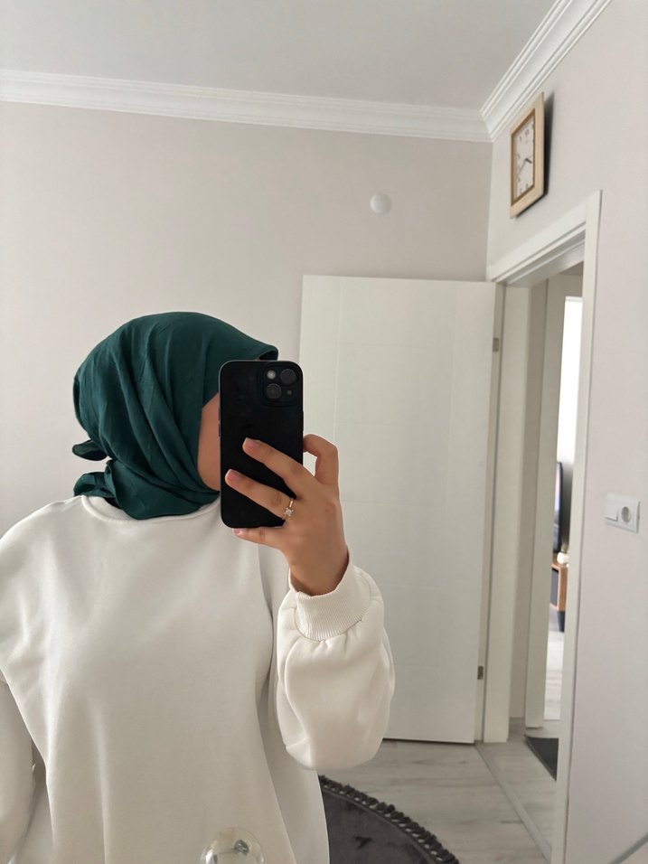 Zümrüt yeşili bambu eşarp - Görsel 2