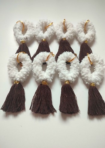 Püsküllü Beyaz Bohem Kuzu Anahtarlık - Görsel 2