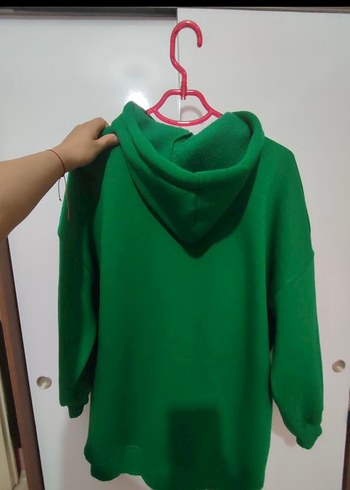 Yeşil Kapüşonlu Salaş Sweatshirt - Görsel 2