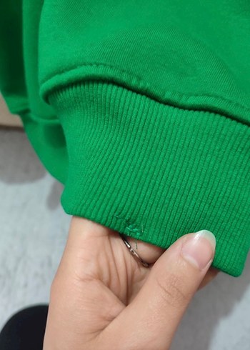 Yeşil Kapüşonlu Salaş Sweatshirt - Görsel 3