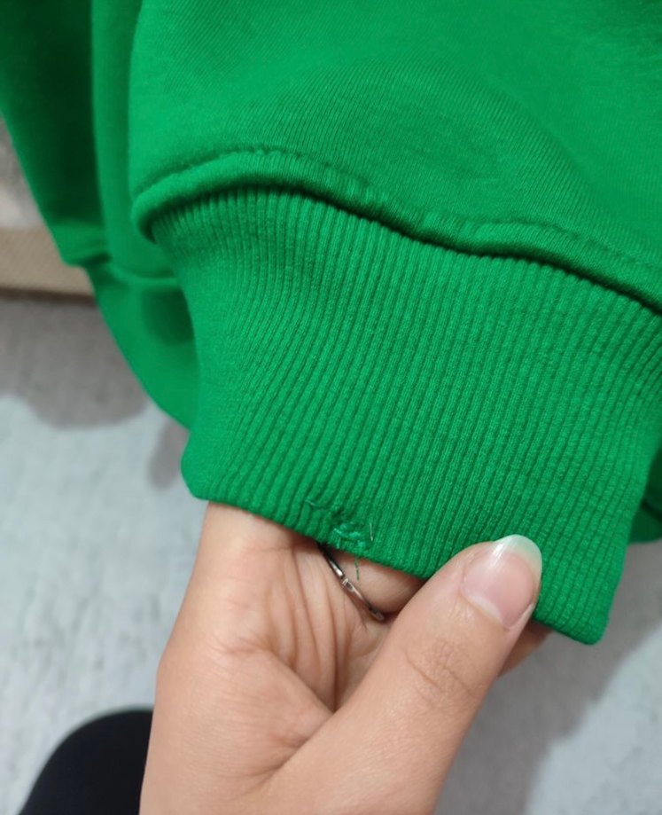 Yeşil Kapüşonlu Salaş Sweatshirt - Görsel 3