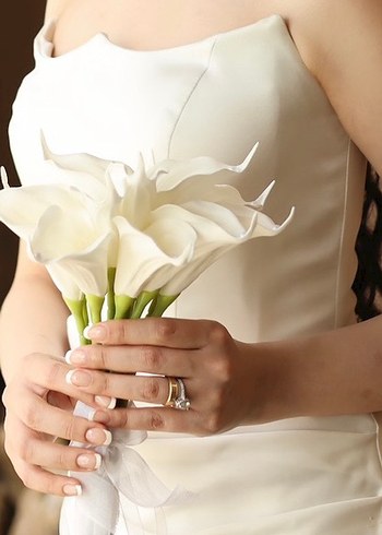 xs Beden Beyaz Straplez Uzun nikah elbisesi
