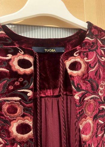 42 Beden Bordo Nakışlı Bohem Kap