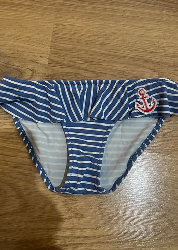 Mavi Çizgili Fırfırlı Mini Bikini Altı