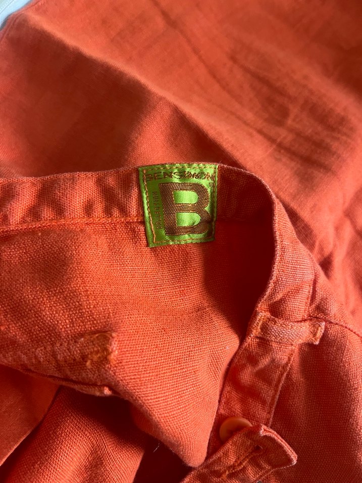 Kırmızı Keten Midi Etek - Görsel 5