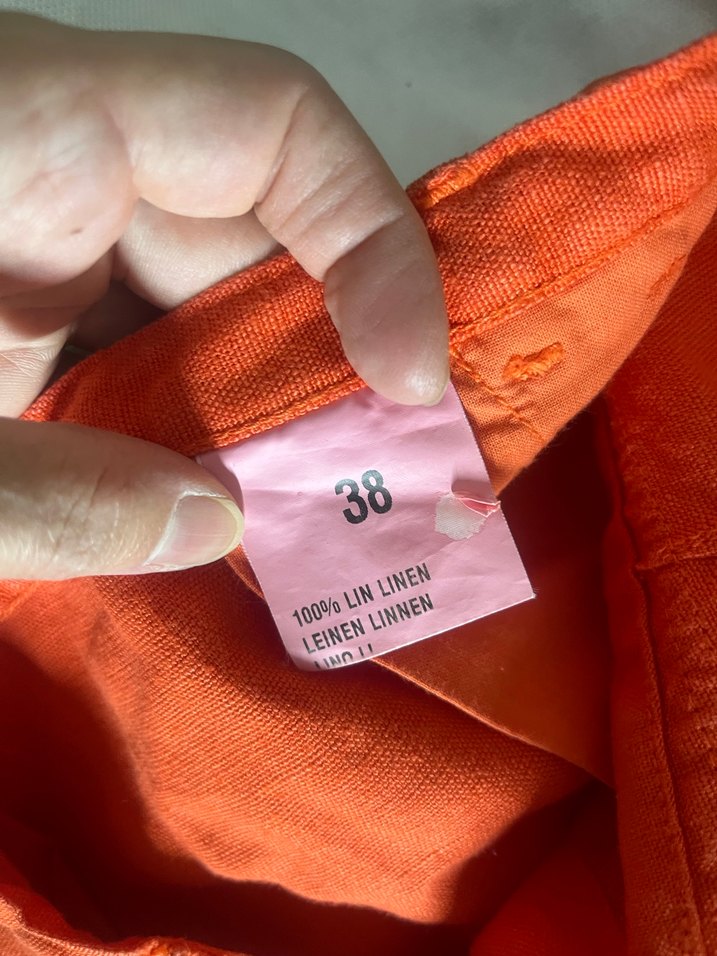 Kırmızı Keten Midi Etek - Görsel 4