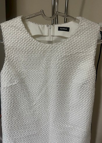 Network dantelli beyaz abiye elbise 40 beden - Görsel 6