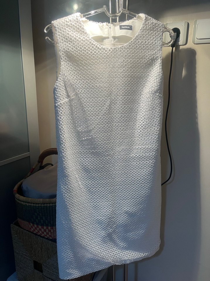 Network dantelli beyaz abiye elbise 40 beden - Görsel 2