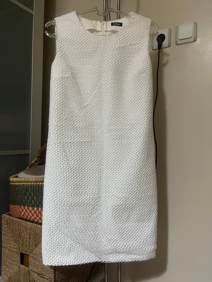 Network dantelli beyaz abiye elbise 40 beden - Görsel 5