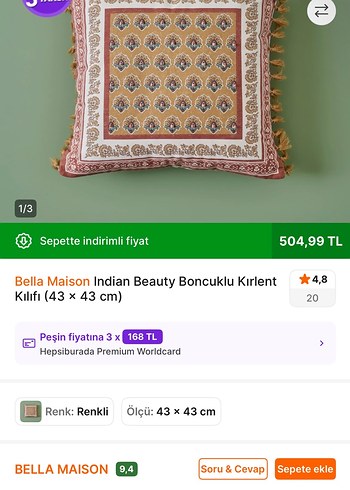 Nakışlı Bohem Çok Renkli Yastık Kılıfı - Görsel 2