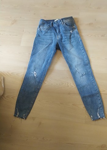 Kadın Mavi Rahat Kesim Midi Boy Denim Jean