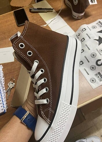 37 Beden kahverengi Renk CONVERSE PLATFORM TABAN