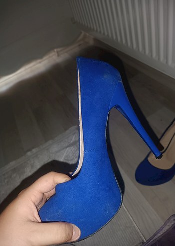 Mavi Tokalı Stiletto Topuklu Kadın Ayakkabı - Görsel 4