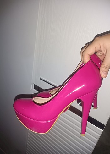 Parlak Pembe Stiletto Topuklu Kadın Ayakkabı - Görsel 5