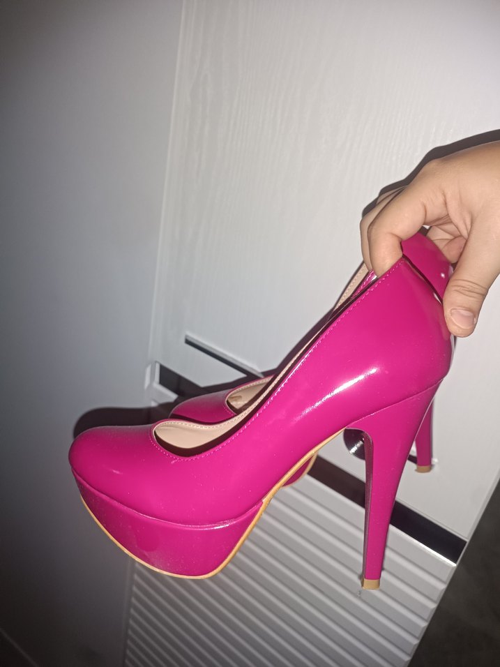 Parlak Pembe Stiletto Topuklu Kadın Ayakkabı - Görsel 5